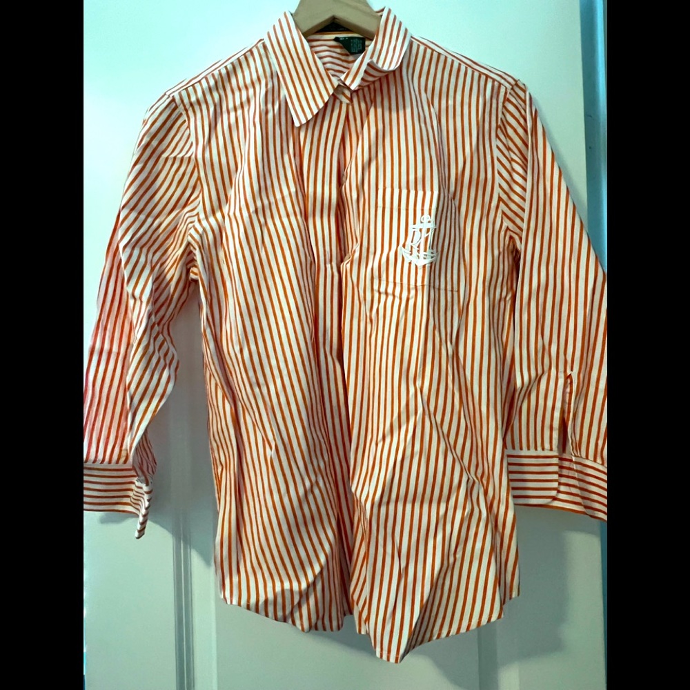 Womens very orange Ralph Lauren button down shirt
